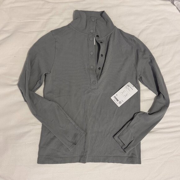 Athleta Flurry Seamless Henley in Storm Cloud - Picture 6 of 8